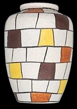 Vintage Geometrische Keramikvase - Handgefertigtes Mosaik-Design