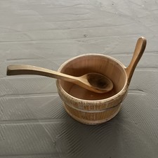 Elecsa Wellness Echt Holz Sauna Zubehör Aufguss Eimer Und Löffel Top Zustand