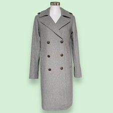 DreiMaster Übergangsmantel Wollgemisch Mantel Grau Melange Gr. S Military Look