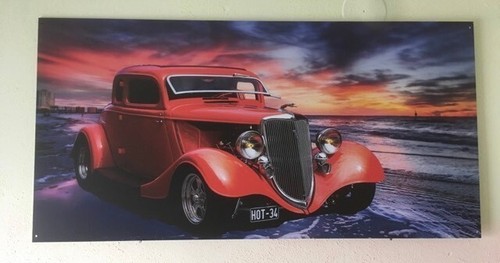 Metallschild red hot rod - rod, on