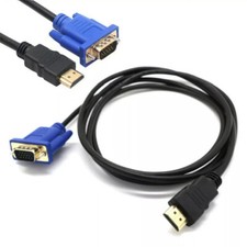 1,5m HDMI VGA Kabel Adapter FullHD 1080p PC Monitor Computer Vergoldete Stecker
