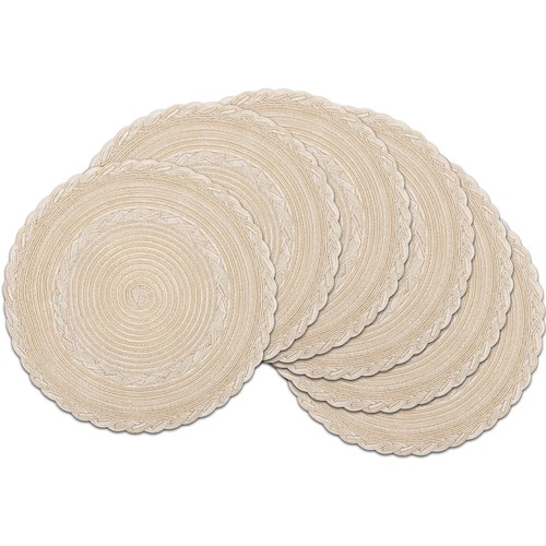 Tischsets rund beigefarben - tischsets,