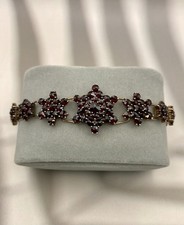 Antik Granatschmuck Armband 835 Silber Stern Blüte Granat Steine Armreif Schmuck