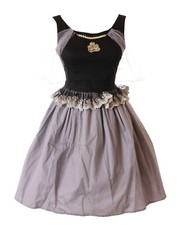 JL-679 Grau Schwarz Rüschen Kleid Victorian Chiffon Classic Gothic Lolita Kostüm