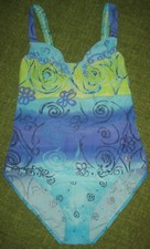 NIXE Damen Bade Anzug Einteiler Schwimm Schwimmer 42 blau gelb grün NEU wertig