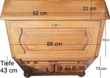 Vollholz Sekretär Nussbaum – viel Stauraum, abschließbares Fach, Klappe