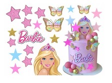 Barbie Puppe Mädchen Essbar Tortenaufleger Torte Geburstag Zuckermasse +NAME
