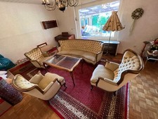 Wohnzimmer Sitzgruppe Chippedale Sofa Ohrensessel Sessel Tisch gut erhalten