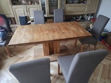 Massiver Esstisch Eiche 160 X 90 cm, ausziehbar auf 240 cm inkl. 6 Stühlen, TOP