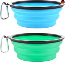 MOACC 2 Stück Faltbarer Silikon Hundenapf, Faltbar Reisenapf Napf für Hunde und 