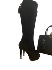 GUCCI  STIEFEL BETTY  Bamboo Tassel aus  Leder. in 37, Schwarz, 11,5-12cm