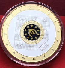 Medaille - Gigant 10 Jahre Euro  - Cu versilbert mit Goldauflage - PP -
