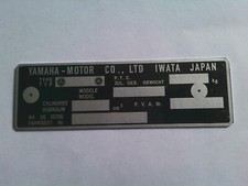 Typenschild motorrad bike Schild Yamaha bike XJ RD s95 oldtimer youngtimer