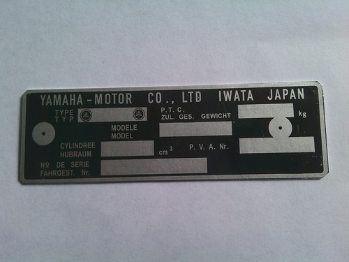 Typenschild motorrad bike