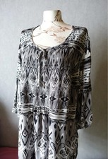 Ulla Popken✨Damen Marken Tunika Gr.52 grau schwarz gemust.