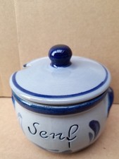 Senfdose grau blau hergestellt im Westerwald