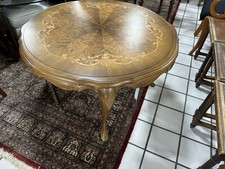 Couchtisch Beistelltisch Antik Intarsien Holz Tisch 100cmD Chippendale Barock