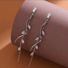 Ohrstecker Lange Kette Sterling Silber 925 Damen Ohrhänger Ohrringe