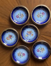 6 kobaltblaue Sammelteller