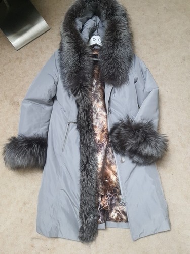 Mantel jacke grau silberfuchs - jacke,
