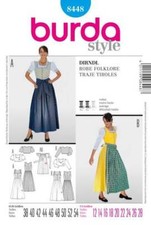 Schnittmuster Burda 8448 langes Dirndlkleid mit Schürze und Bluse Gr. 38-54
