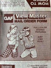 View-Master Scheiben Bestellschein mit Scheiben Listen und Inos zu Betrachtern