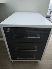 Büro-Rollcontainer Abschließbar, Weiß-Grau