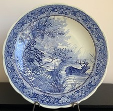 Boch Belgium für Royal Sphinx„Delfts“,Wandteller,Jagdmotiv,Blau/Weiß,Ø 31,2 cm