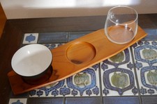 Teak Gläsertablett Cathrineholm of Norway, vintage Servierplatte selten