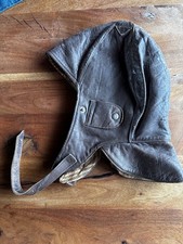 Alte Motorradhaube Lederhaube / Roadsterkappe / Fliegerhaube / braun / Antik /