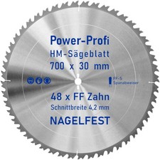 HM-Kreis-Sägeblatt 700 x 30 mm 48 Zahn FF nagelfest mit Spanabweiser Brennholz