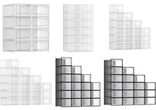 SONGMICS Schuhboxen 8er/12er/18er Set Schuh-Organizer aus Kunststoff faltbar