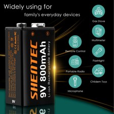 4× 9V Typ Akku 800mAh 9 Volt