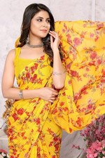 Party Wear Sari gelb