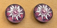 Ohrstecker Handmade Cabochon Motiv Oktoberfest Wiesn Blume Edelweiß Schwarz Rot