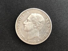 SPANIEN 2 PESETAS 1882 - ALFONSO XII. - SILBER - KM #678 - SIEHE ERHALTUNG
