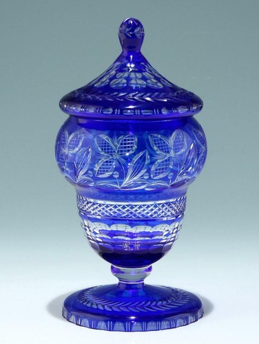 Blauer art deco glaspokal - blauer,