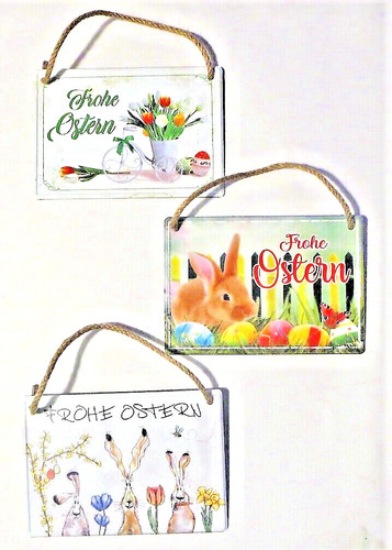 Blechschild frohe ostern hase - frohe,