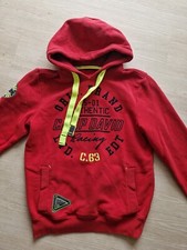 Herren Kapuzen Pullover Hoodie von Camp David  Rot mit Gelben Bändern Gr. XS