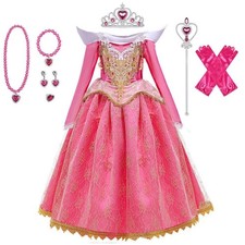 DE Aurora Sleeping Beauty Prinzessin Kleid Mädchen Cosplay Kostüm Fancy Karneval