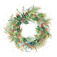 WEIHNACHTSKRANZ / 20 SERVIETTEN 25 X 25 / CHRISTMAS HILL WREATH / KUNSTMOTIV