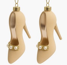 Weihnachtskugeln Christbaumschmuck Baumkugeln Figuren Schuhe High Heels Beige