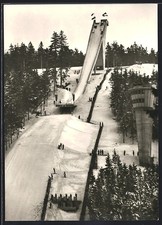 Ansichtskarte Oberhof / Thüringen, Skisprung-Schanze am Rennsteig 