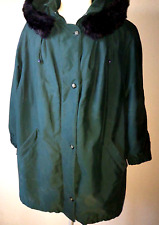 Schöne Damen Jacke Parka Trend Fashion Gr.54 Dunkelgrün mit Kunstfell Kapuze Übe