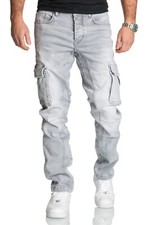 Herren Cargo Jeans Regular Slim Denim Hose Destroyed R7977