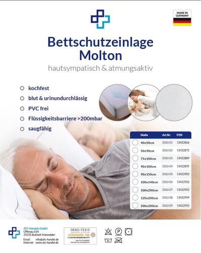 Bettschutzeinlage folie molton - bettschutzeinlage, folie/molton