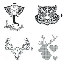 Schablone A4 Tiere Hirsch Tiger, zum Auftragen von Farbe zb Textil Heike Schäfer