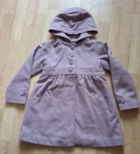 VERTBAUDET MANTEL JACKE MÄDCHEN 110 116 6 JAHRE WOLLWALK ALTLILA KAPUZE KNÖPFE