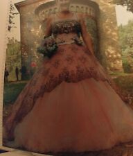 Braut Sissi Kleid Prinzessin weiß altrosa 42/44 Unikat Hochzeitskleid