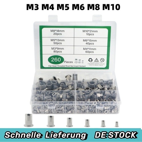 260x edelstahl nietmuttern - nietmuttern, set